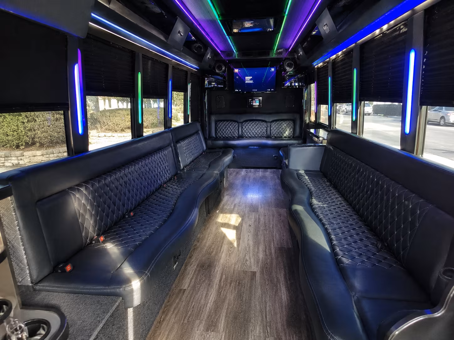 cleveland heights 15 passenger party bus interior
