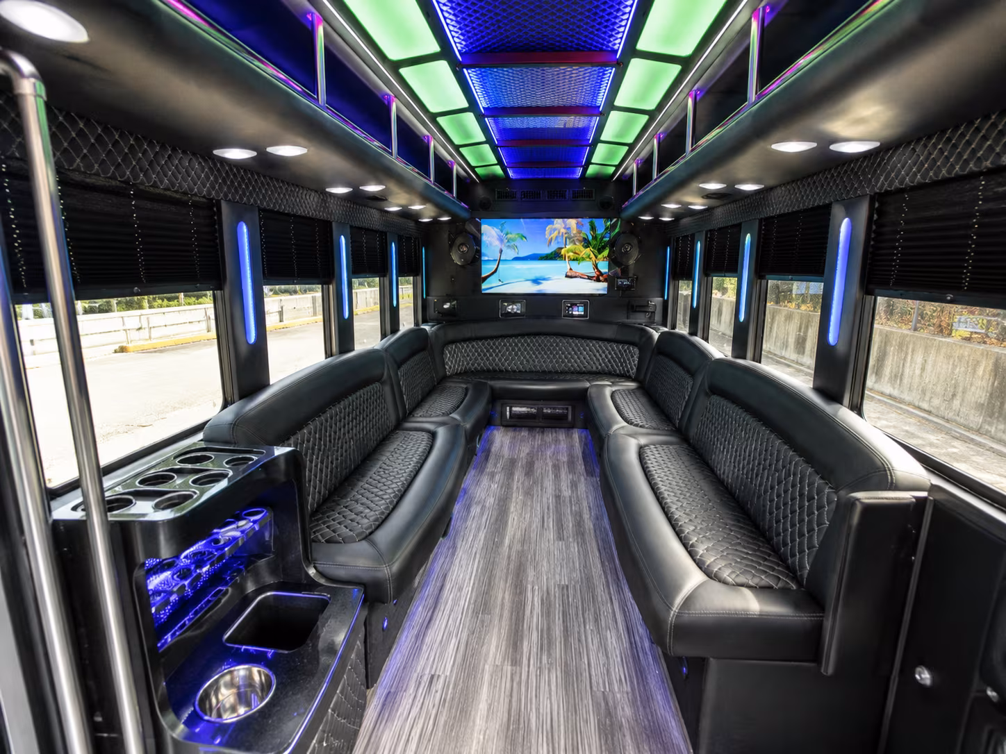 cleveland heights 18 passenger party bus inside
