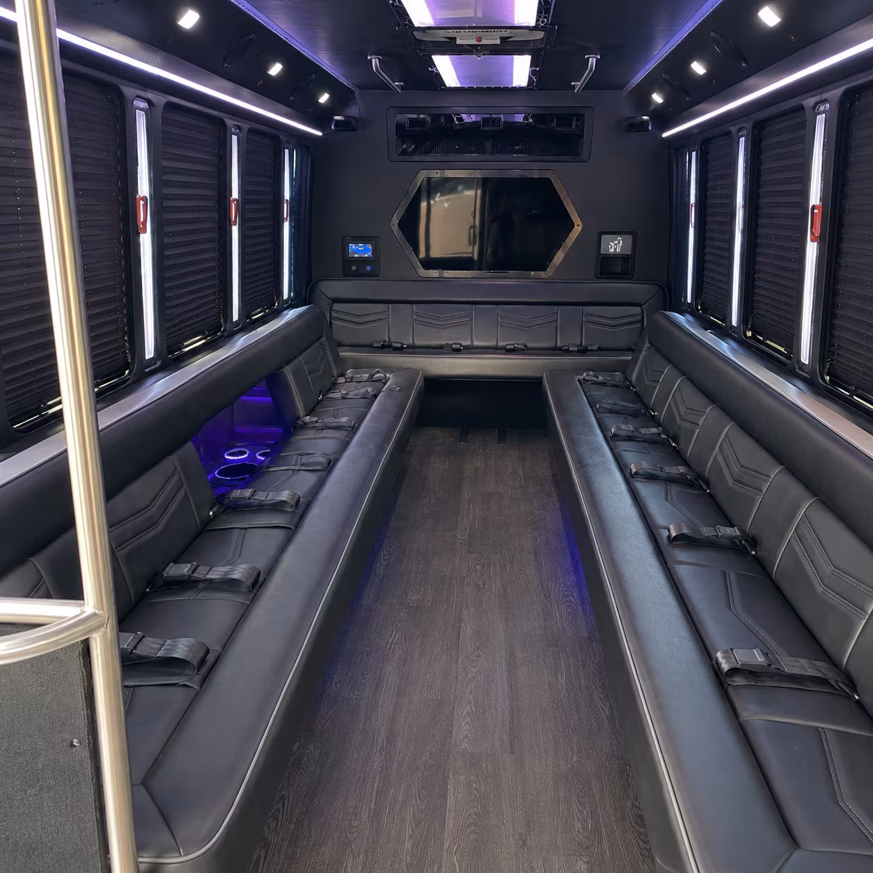 cleveland heights 18 passenger party bus interior