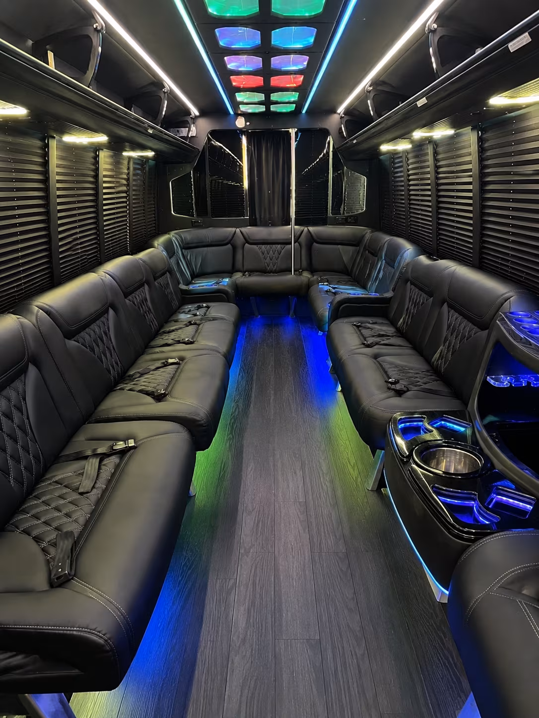 cleveland heights 20 passenger party bus interior