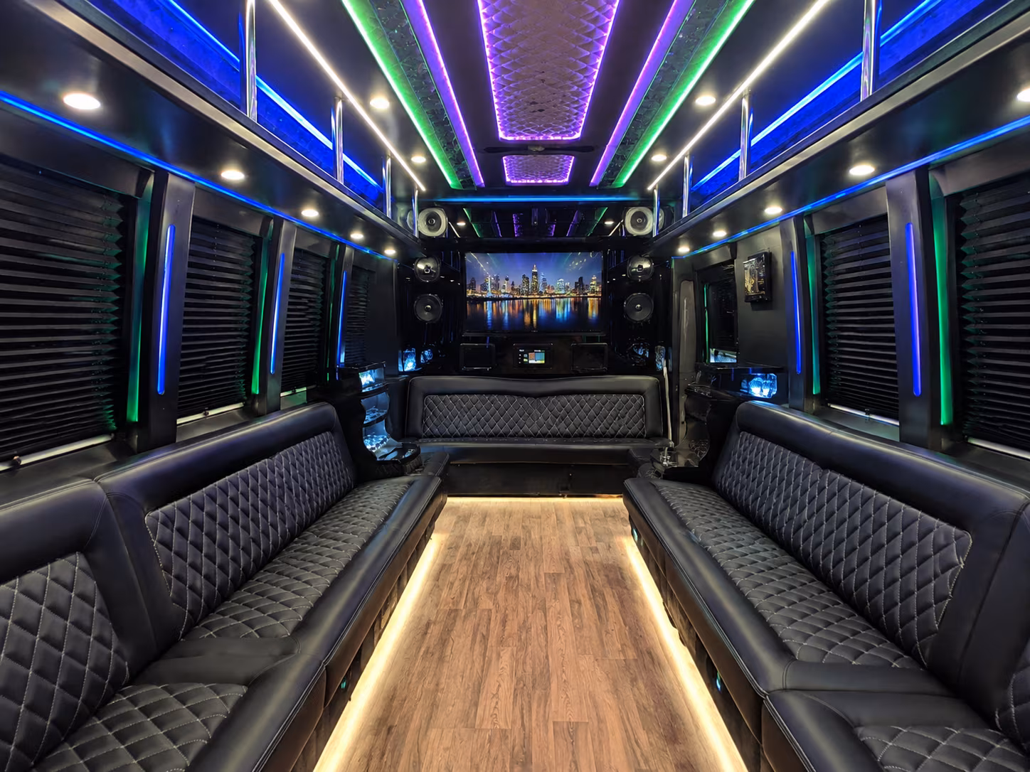 cleveland heights 25 passenger party bus interior