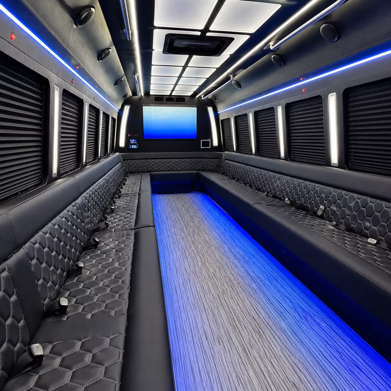 cleveland heights 50 passenger party bus inside